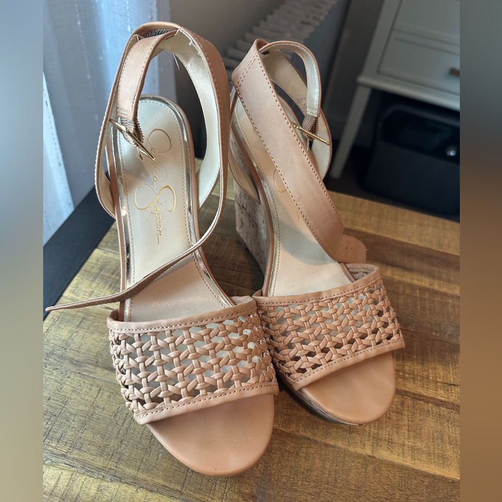 Jessica Simpson Tan Woven Summer Wedges